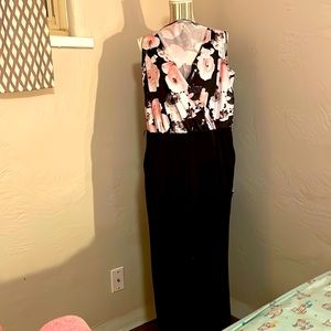 Pink and white on black color block jumper